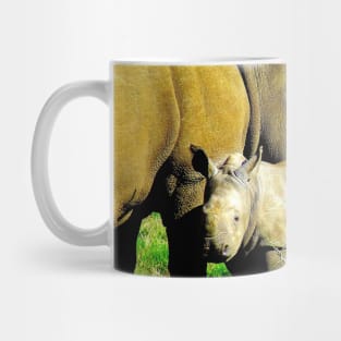 African Wildlife Photography Rhinoceros Mother and Calf Mug